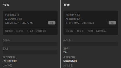 886MBまで肥大化した写真も、圧縮を利用することで 239MB（27%）まで削減することができました。