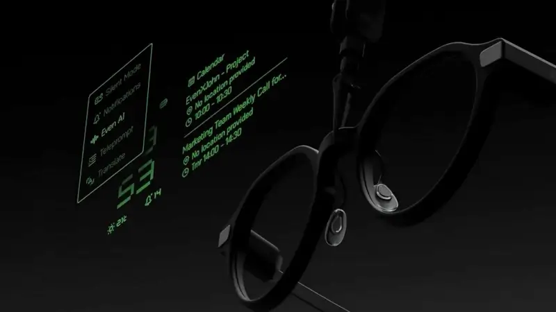 両目にディスプレイが表示されているのも Even G2の魅力。表示される距離の調整が行えるほか、通知などは一歩手前に表示されるなど立体感があるので、よりリッチな映像体験を得られます。