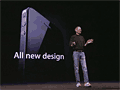 新しい iPhoneを発表する Apple CEOの スティーブ・ジョブズ。